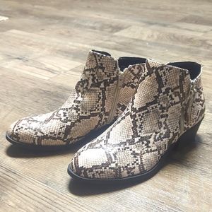 Snake print booties